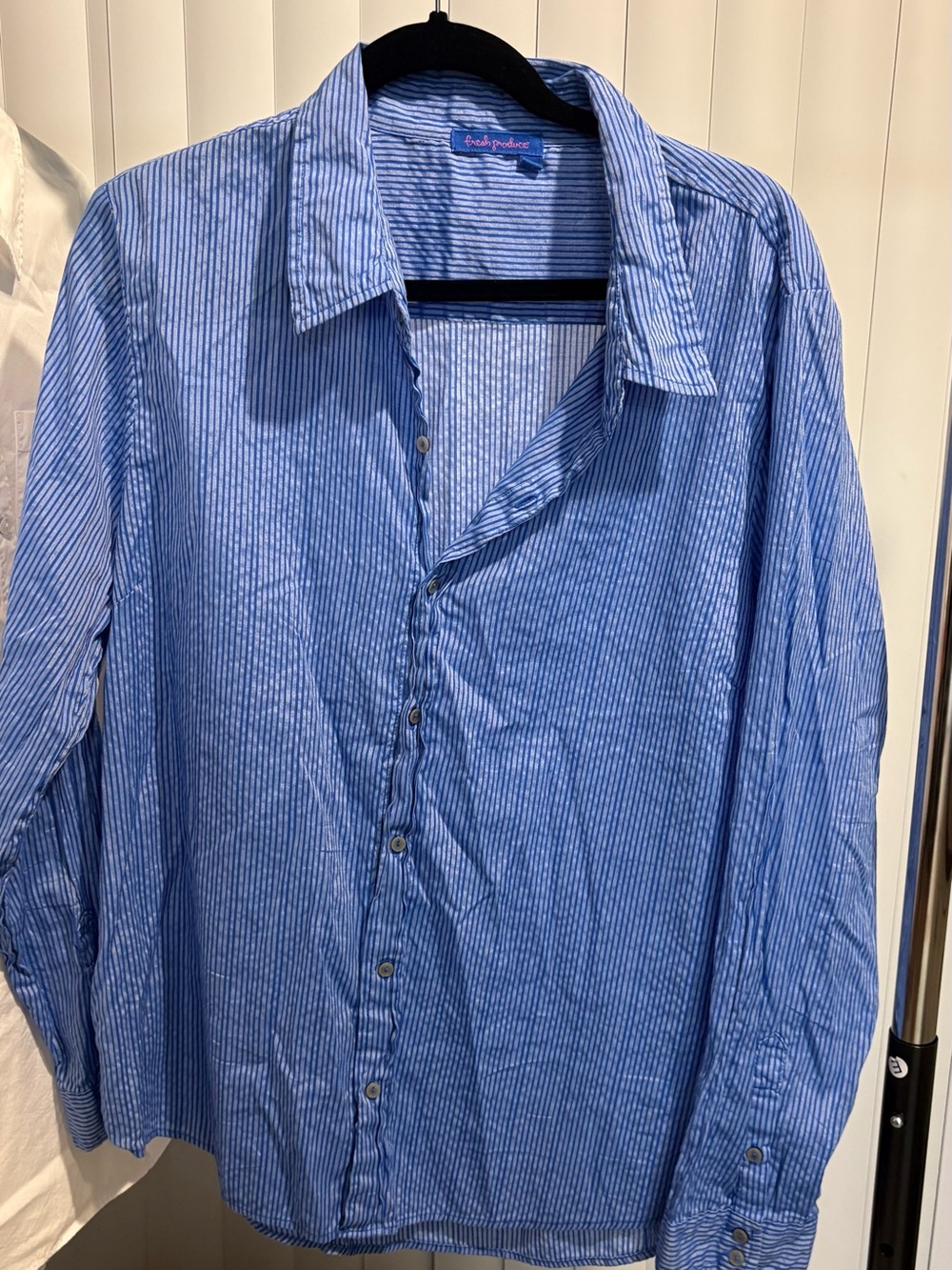 fresh produce Blue Pinstripe women’s Button-Down Shirt